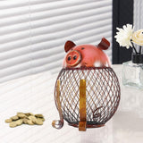 Maxbell Iron Pig Money Bank Hollowed Out Change Jar Cute for Birthday Christmas Gift