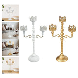 Maxbell Metal Candelabra Pillar Candle Holder for Festivals Living Room Thanksgiving White