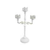 Maxbell Metal Candelabra Pillar Candle Holder for Festivals Living Room Thanksgiving White