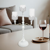 Maxbell Metal Candelabra Pillar Candle Holder for Festivals Living Room Thanksgiving White
