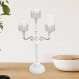 Maxbell Metal Candelabra Pillar Candle Holder for Festivals Living Room Thanksgiving White