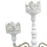 Maxbell Metal Candelabra Pillar Candle Holder for Festivals Living Room Thanksgiving White