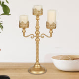 Maxbell Metal Candelabra Pillar Candle Holder for Festivals Living Room Thanksgiving Gold