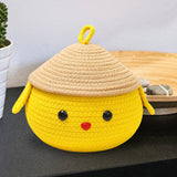 Maxbell Cotton Rope Storage Box Cute Dog Woven Box for Sundries Snack Towels Large