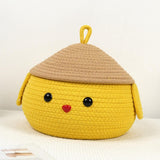 Maxbell Cotton Rope Storage Box Cute Dog Woven Box for Sundries Snack Towels Small