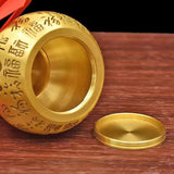 Maxbell Chinese Fu Character Brass Gourd HU Lu Figurine for Entryway Tabletop Sturdy 18cm