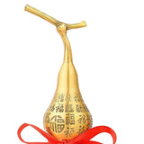 Maxbell Chinese Fu Character Brass Gourd HU Lu Figurine for Entryway Tabletop Sturdy 18cm