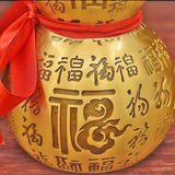 Maxbell Chinese Fu Character Brass Gourd HU Lu Figurine for Entryway Tabletop Sturdy 22cm