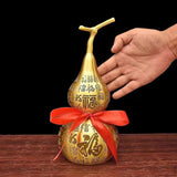 Maxbell Chinese Fu Character Brass Gourd HU Lu Figurine for Entryway Tabletop Sturdy 22cm