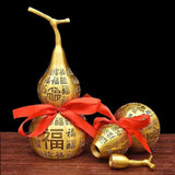 Maxbell Chinese Fu Character Brass Gourd HU Lu Figurine for Entryway Tabletop Sturdy 16cm