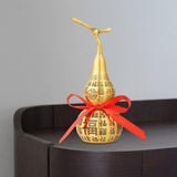 Maxbell Chinese Fu Character Brass Gourd HU Lu Figurine for Entryway Tabletop Sturdy 16cm