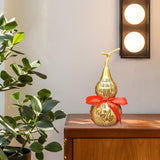 Maxbell Chinese Fu Character Brass Gourd HU Lu Figurine for Entryway Tabletop Sturdy 16cm