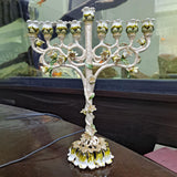 Maxbell Hanukkah Menorah Alloy 9 Branches Candle Holder for Party Desktop Tabernacle