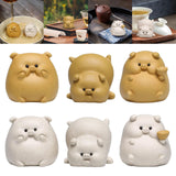 Maxbell Small Pig Figurines Art Modern Cute Animal Figurines for Cafe Home Bookshelf Yellow Type A
