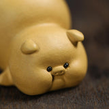 Maxbell Small Pig Figurines Art Modern Cute Animal Figurines for Cafe Home Bookshelf Yellow Type B