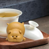 Maxbell Small Pig Figurines Art Modern Cute Animal Figurines for Cafe Home Bookshelf Yellow Type B