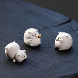 Maxbell Small Pig Figurines Art Modern Cute Animal Figurines for Cafe Home Bookshelf White Type B