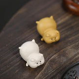 Maxbell Small Pig Figurines Art Modern Cute Animal Figurines for Cafe Home Bookshelf White Type B