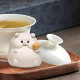 Maxbell Small Pig Figurines Art Modern Cute Animal Figurines for Cafe Home Bookshelf White Type C