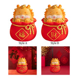 Maxbell Cartoon Chinese Dragon Statue Money Pot Tabletop Sculpture for Desktop Decor Style A
