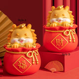 Maxbell Cartoon Chinese Dragon Statue Money Pot Tabletop Sculpture for Desktop Decor Style A