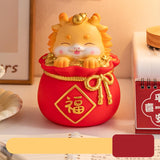 Maxbell Cartoon Chinese Dragon Statue Money Pot Tabletop Sculpture for Desktop Decor Style A