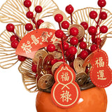 Maxbell New Year Decoration Bonsai Fake Flower Bucket for Living Room Porch Entryway