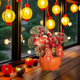 Maxbell New Year Decoration Bonsai Fake Flower Bucket for Living Room Porch Entryway