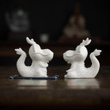 Maxbell Ceramic Dragon Figurine Crafts Dragon Sculpture for Bedroom Office Bookshelf Style A