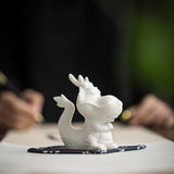Maxbell Ceramic Dragon Figurine Crafts Dragon Sculpture for Bedroom Office Bookshelf Style A