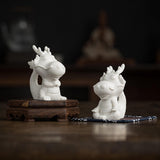 Maxbell Ceramic Dragon Figurine Crafts Dragon Sculpture for Bedroom Office Bookshelf Style B