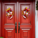 Maxbell 2Pcs New Year Door Stickers Decorative Wall Mural for Office Holiday Bedroom