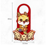Maxbell 4 Pieces 2024 New Year Door Handle Decoration for Front Door Party Farmhouse Animals