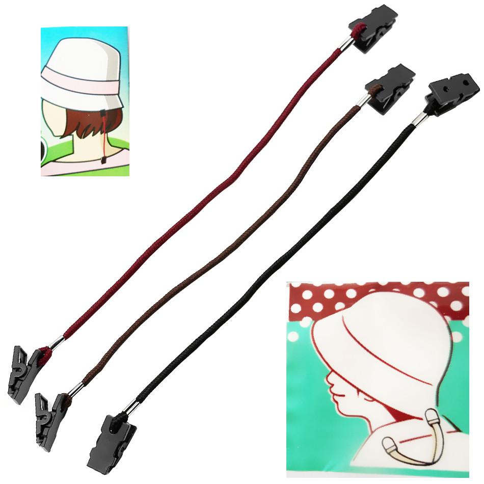 Outdoor Hat Scarf Wind Clip Lanyard Rope Cord - Black