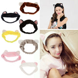 Cat Ear Make Up Face Washing Shower Mask Hairband Snood Headband White