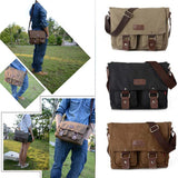 Vintage Men's Shoulder Bag Military Canvas Messenger Bag School Bag Black