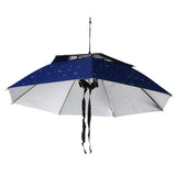 Maxbell Outdoor Umbrella Hat Head Cap Brolly Fishing Camping Hiking W Blue Silver