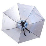 Maxbell Outdoor Umbrella Hat Head Cap Brolly Fishing Camping Hiking W Blue Silver