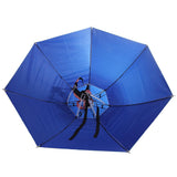 Maxbell Multipurpose Two Layers Outdoor Umbrella Hat Head Cap Brolly for Fishing Camping Hiking Golf - External Silver Internal Blue