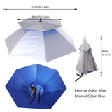 Maxbell Multipurpose Two Layers Outdoor Umbrella Hat Head Cap Brolly for Fishing Camping Hiking Golf - External Silver Internal Blue