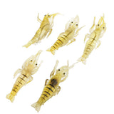 Maxbell 5Pcs Soft Plastic Simulation Prawn Shrimp Saltwater Fishing Lures Hook Artificial Bait Tackle