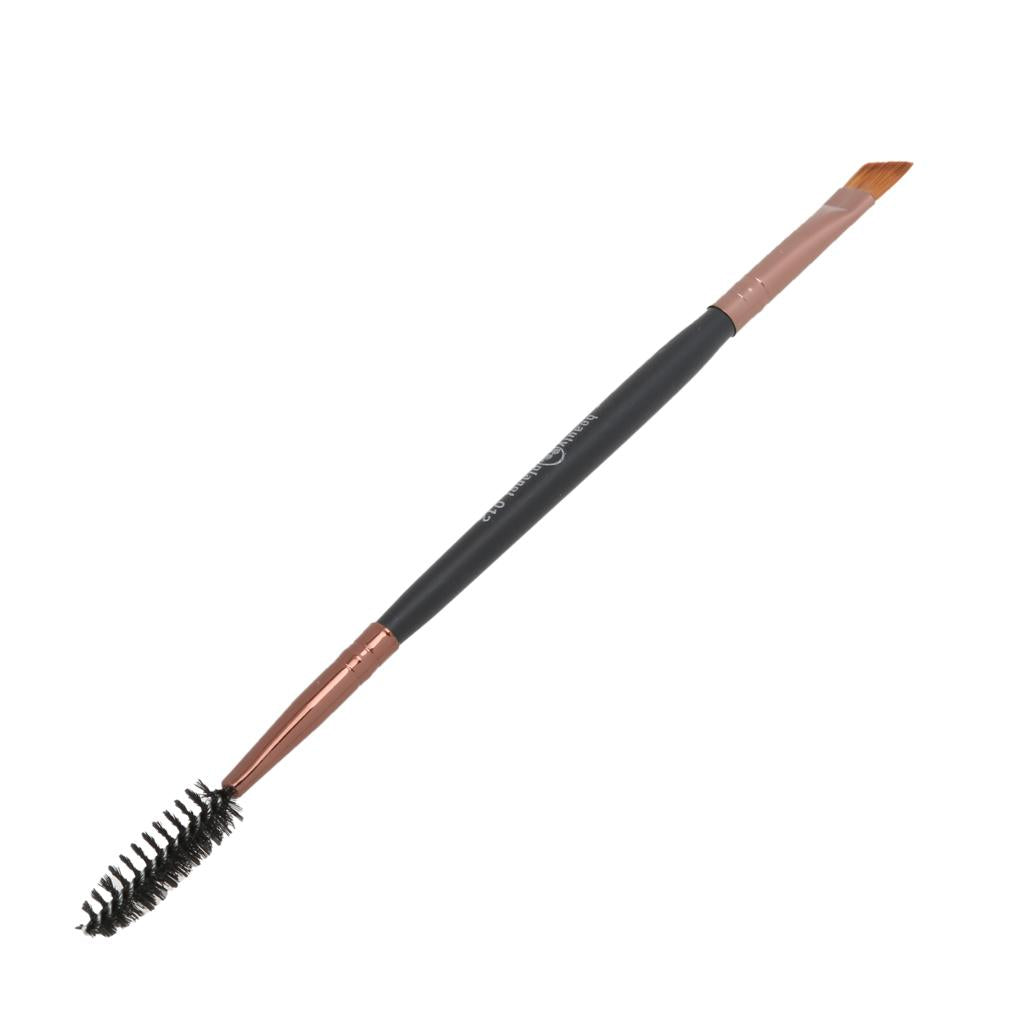 2 in1 Cosmetic Makeup Wood Handle Double Angled Eyebrow Brush + Eyebrow Comb