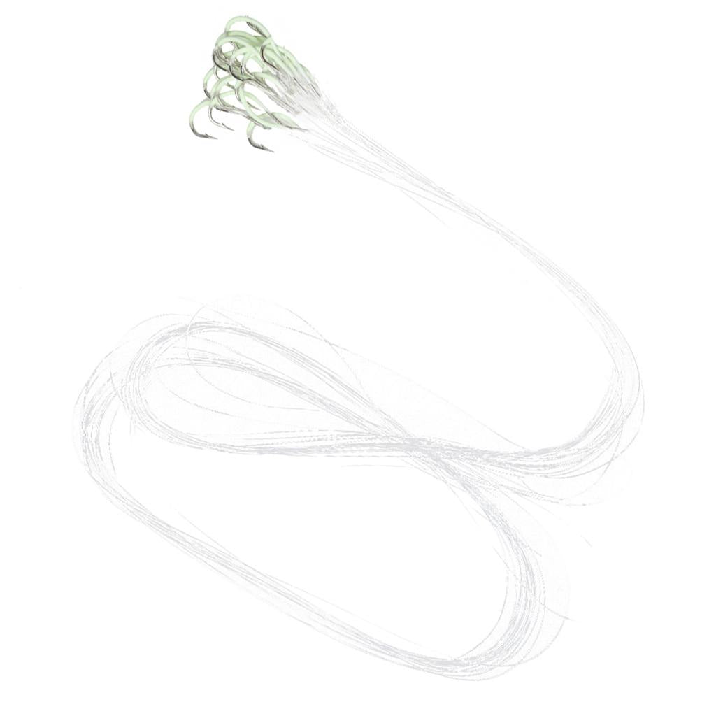 Maxbell 20pcs/lot Sharpened Barbed String Hooks Glow in Dark Sea Fishing Tackle Hooks #24