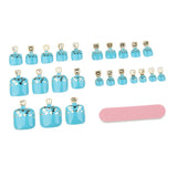 Maxbell 24pcs Metallic Toe Nails Full Cover Pedicure Artificial Nail Art Tips with Tool Blue