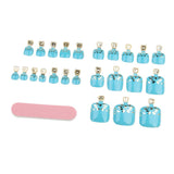 Maxbell 24pcs Metallic Toe Nails Full Cover Pedicure Artificial Nail Art Tips with Tool Blue