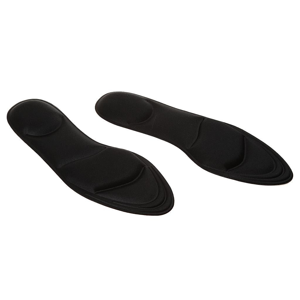 1 Pair Anti-Slip Shock Sweat Absorption 4D Sponge Massage Foot Pain Relief Insoles Orthotic Shoes Cushion Pad Black