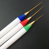 Pack of 3 PVC Nail Art Brushes Set Liner Acrylic Tip Drawing Striping Dotting Painting Design UV Gel Pen