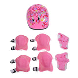 Maxbell 7 Pieces Kids Child Multi-Sport Helmet With Knee Pads Elbow Wrist Protection Set for Skateboard Cycling Skate Scooter - Pink