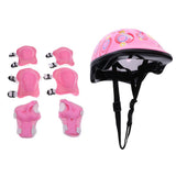 Maxbell 7 Pieces Kids Child Multi-Sport Helmet With Knee Pads Elbow Wrist Protection Set for Skateboard Cycling Skate Scooter - Pink
