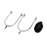 Maxbell 1 Pair 23mm Stainless Steel Smooth Horse Riding Boots Spur + Nylon Webbing Strap